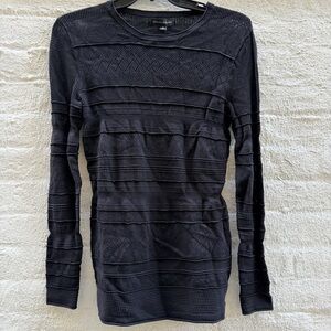 Banana Republic Black Textured Long & Stretchy Long Sleeve Top Sz S